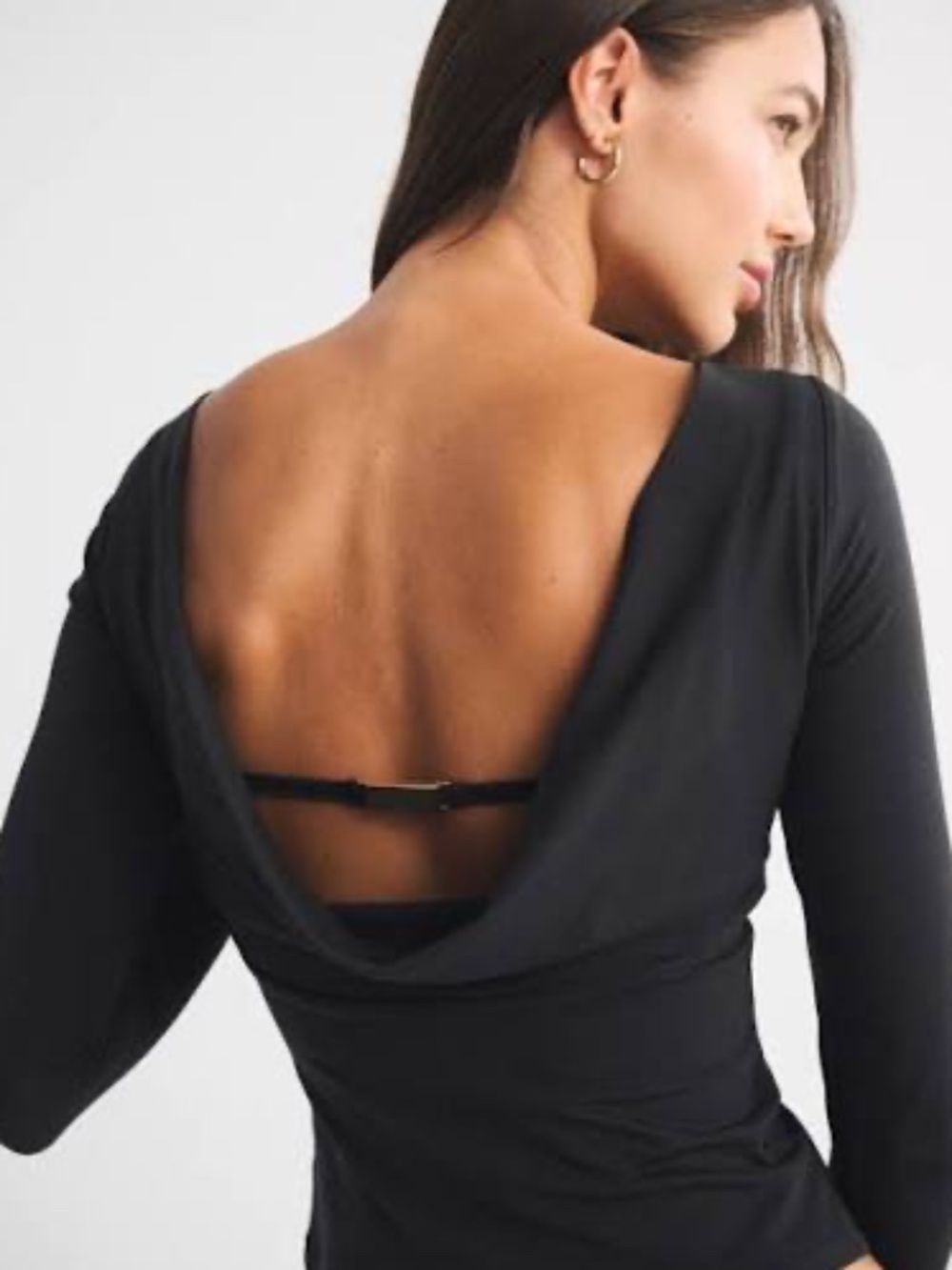Abercrombie & Fitch Bra-Free Long-Sleeve Cowl Back Top